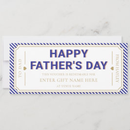 Navy Happy Father's Day Gift Voucher Card 招待状