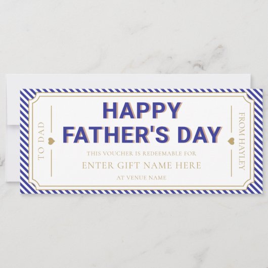 Navy Happy Father's Day Gift Voucher Card 招待状 (正面)