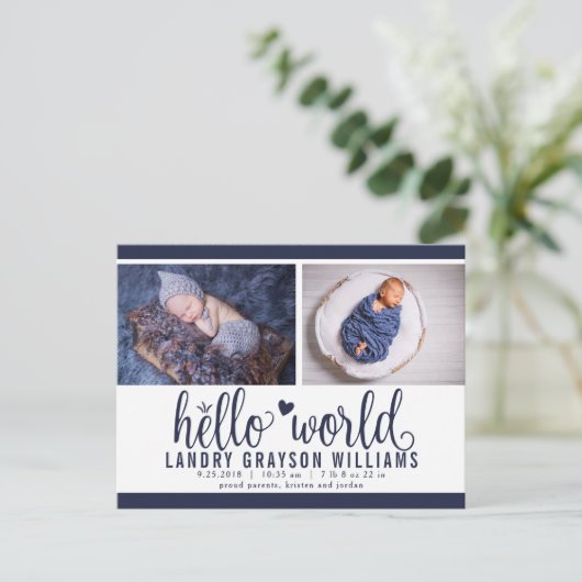 Navy Hello Worldフォト誕生のStat発表 案内ポストカード (スタンド正面)