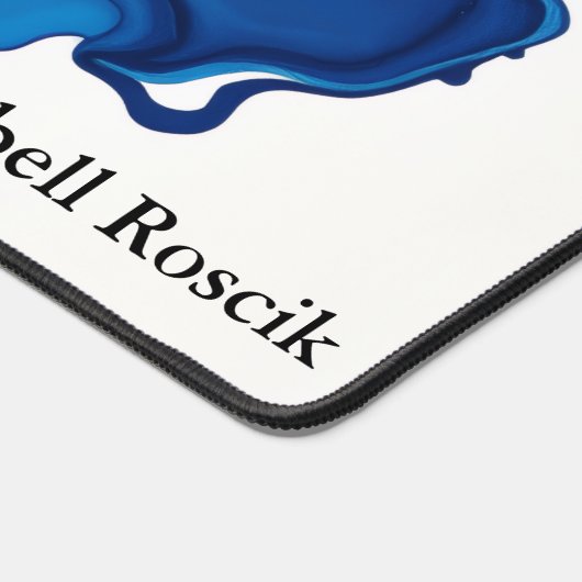 Navy Indigo Abstract Watercolor デスクマット (コーナー)