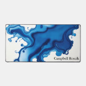 Navy Indigo Abstract Watercolor デスクマット (正面)