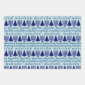 Navy Interfaithメリー All Add子供名 ラッピングペーパーシート (正面)