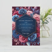 Navy Jeweled Bloom Wedding 招待状 (スタンド正面)