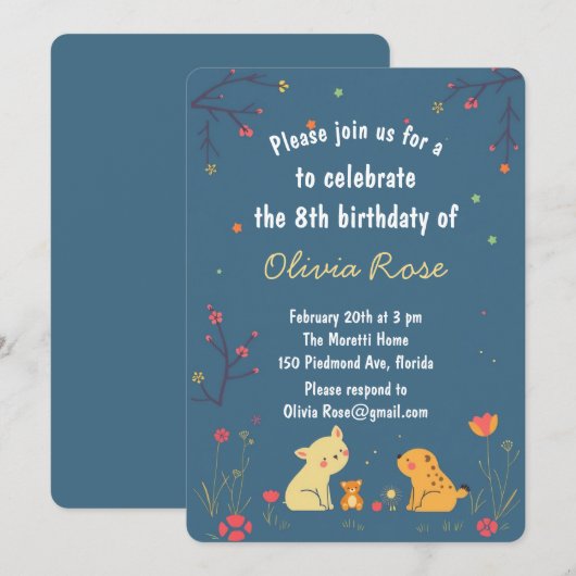 Navy Kids Birthday Card Fun Nautical Party シーズンカード (正面/裏面)