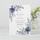Navy Lavender Ethereal Bloom Wedding 招待状 (スタンド正面)
