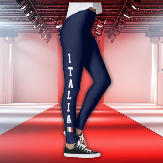 Navy Leggings with Vertical Italia & Italy Flag レギンス