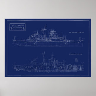 Navy Light Cruiser Little Rock Blueprint ポスター