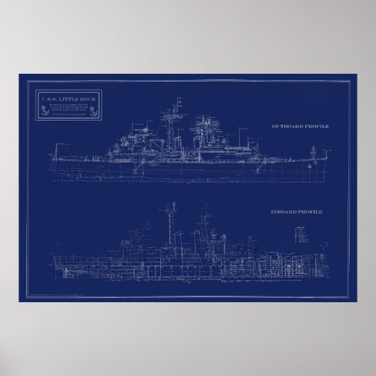 Navy Light Cruiser Little Rock Blueprint ポスター (正面)