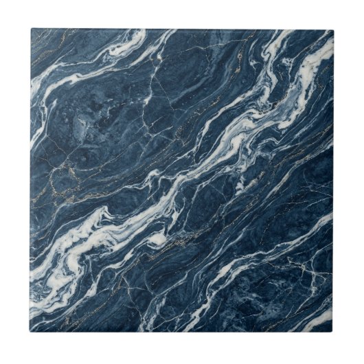Navy Marble Bold Contemporary Design Look タイル (正面)