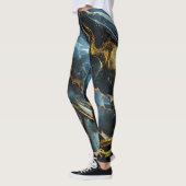 Navy marble with golden details レギンス (左)