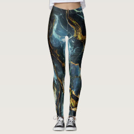 Navy marble with golden details レギンス