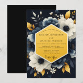 Navy Marigold Nocturnal Wedding 招待状 (正面/裏面)