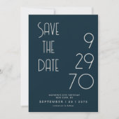 Navy Matte Simple Minimal Birthday Save The Date セーブザデート (正面)