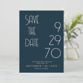 Navy Matte Simple Minimal Birthday Save The Date セーブザデート (スタンド正面)