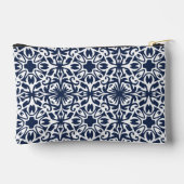Navy Mediterranean Tile Pattern Monogram アクセサリーポーチ (裏面)