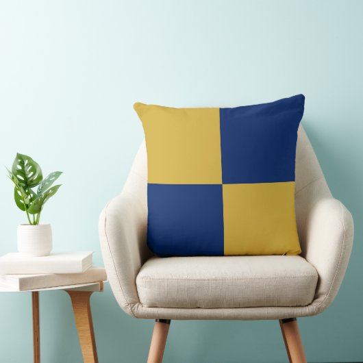 Navy & Metallic Gold Square Box Stylish Pattern クッション (椅子)