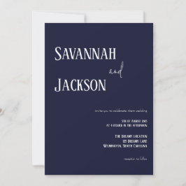 Navy Modern Elegant Wedding Invitation 招待状