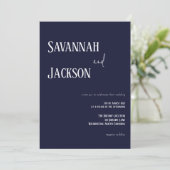 Navy Modern Elegant Wedding Invitation 招待状 (スタンド正面)