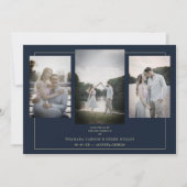 Navy Modern Gold 3 Photos Sophisticated Wedding (正面)