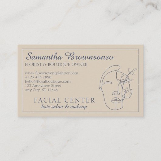 Navy Modern Makeup | Hair & Facial Stylist 名刺 (裏面)