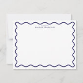 Navy Modern Wavy Border Note Card 招待状 (正面)