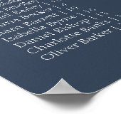 Navy Modern Wedding Alphabetical Seating Chart ポスター (角)