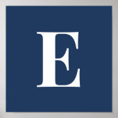 Navy Monogram Letter Poster | Personalized Initial ポスター (正面)