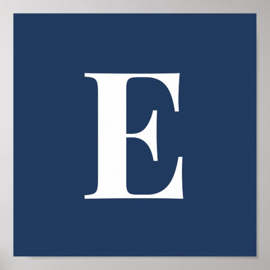 Navy Monogram Letter Poster | Personalized Initial ポスター (正面)