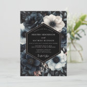 Navy Moody Bloom Wedding 招待状 (スタンド正面)