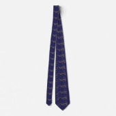 Navy Neck Tie with Elegant Gold Abstract Lines ネクタイ (裏面)