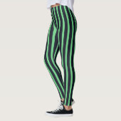navy & neon green stripes レギンス (左)