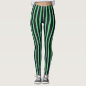navy & neon green stripes レギンス (正面)