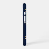 Navy Night Sky with Stars and Moon Pattern iPhone 16ケース (左側面)
