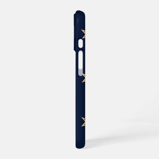 Navy Night Sky with Stars and Moon Pattern iPhone 16ケース (左側面)