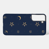 Navy Night Sky with Stars and Moon Pattern Samsung Galaxyケース (裏面横)