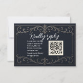 Navy Nuptial QR Code Wedding RSVP Card (正面)