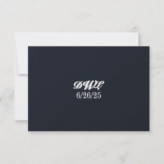 Navy Nuptial QR Code Wedding RSVP Card (裏面)