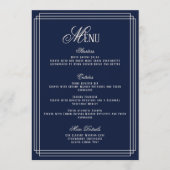 Navy Old Money Wedding Menu Card 招待状 (正面)