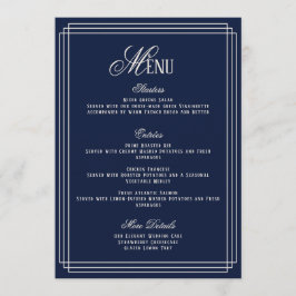 Navy Old Money Wedding Menu Card 招待状