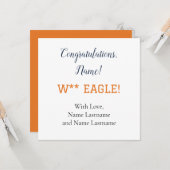 NAVY, ORANGE Auburn，アラバマパーソナライズされたギフトカード カード (正面/裏面インサイチュ)