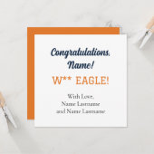 NAVY, ORANGE Auburn,アラバマパーソナライズされたギフトカード カード (正面/裏面インサイチュ)