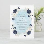 Navy Ornate Winter Wedding 招待状 (スタンド正面)