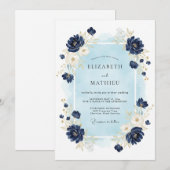 Navy Ornate Winter Wedding 招待状 (正面/裏面)