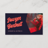 Navy Peach Retro Geometric Photo Shapes Performer 名刺 (正面)