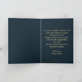 Navy Peony Rose Ribbon 10th Wedding Anniversary カード (内部)