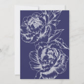 Navy Peony Simple Wedding Invitation 招待状 (裏面)