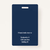 Navy Personalized Employee Company ID Badge バッジ (裏面)
