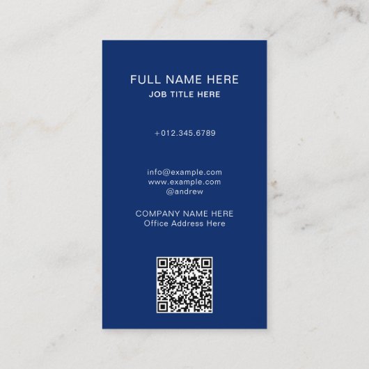 Navy Photo Business Card for Creative Profession 名刺 (裏面)