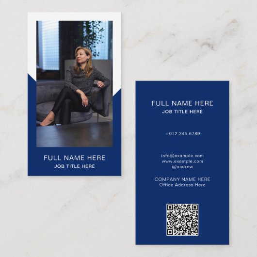 Navy Photo Business Card for Creative Profession 名刺 (正面/裏面)