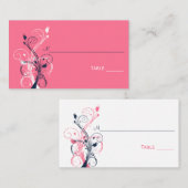 Navy、Pink、およびWhiteのフローラ座席表 プレイスカード (正面/裏面)